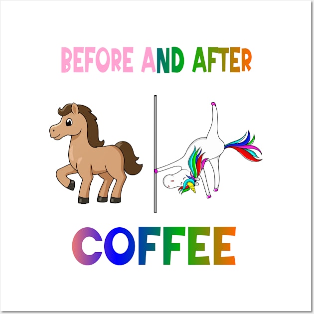 Before and after coffee Unicorn Wall Art by A Zee Marketing